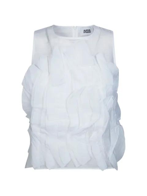ruffled sleeveless cotton top by ALPHA STUDIO