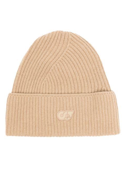 logo-patch ribbed-knit beanie by ALPHA TAURI