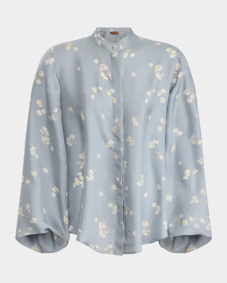 Magee Long-Sleeve Floral Silk Top by ALTU