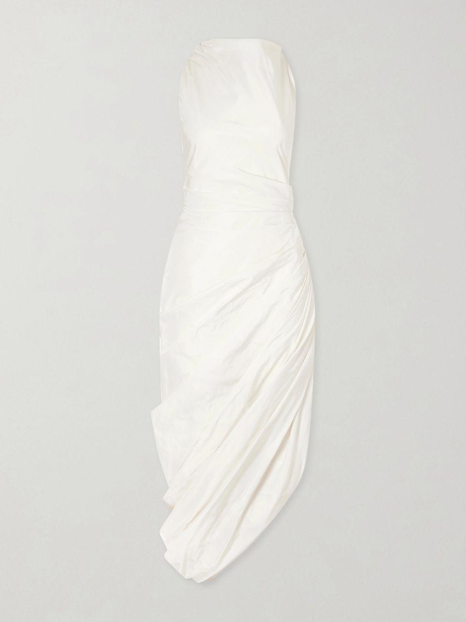 Dora asymmetric draped gathered taffeta midi dress by ALTUZARRA