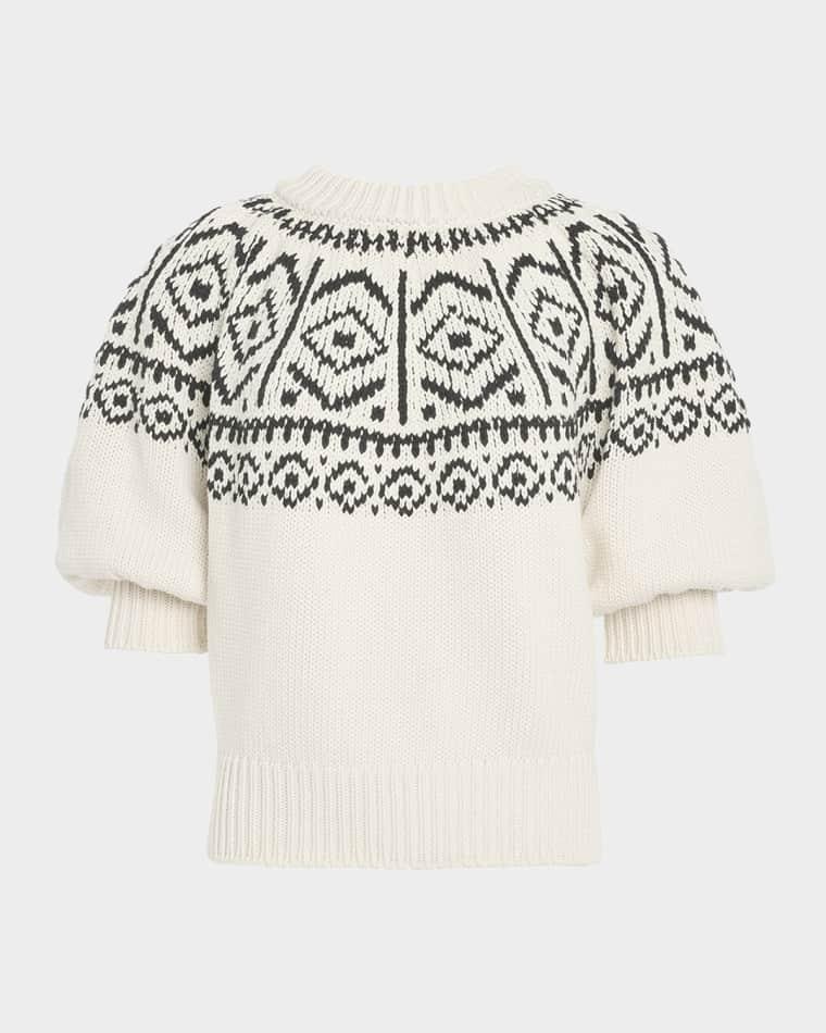 Howard Fair Isle Short Puff-Sleeve Sweater by ALTUZARRA