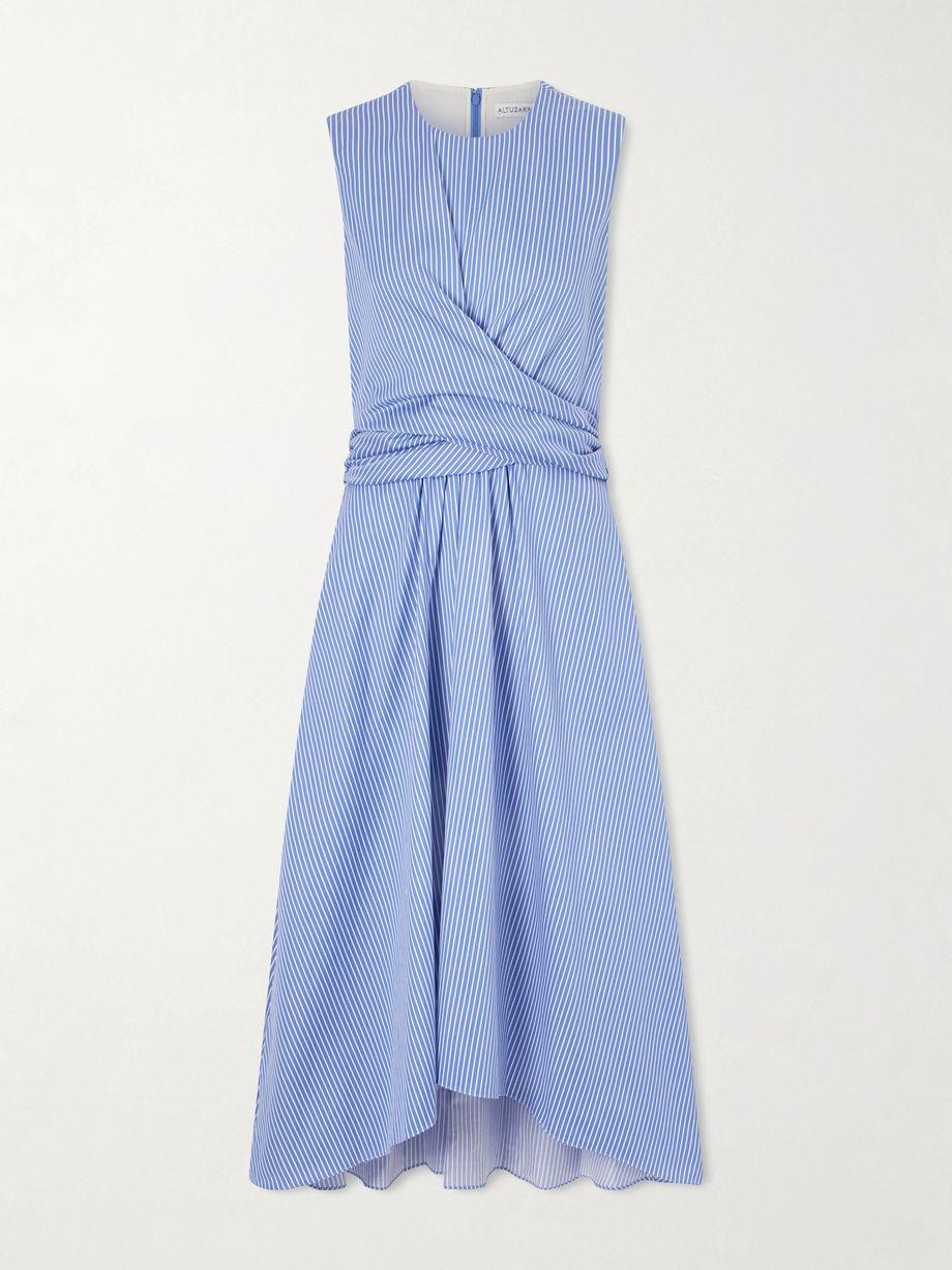 Penny striped gathered cotton midi dress by ALTUZARRA