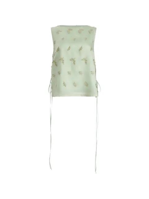 floral-embroidered tie-side top by ALTUZARRA
