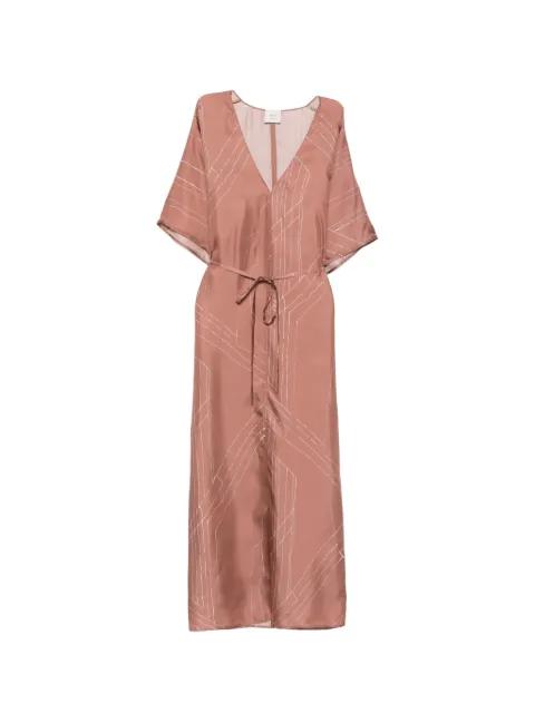abstract-print tie-waist midi dress by ALYSI