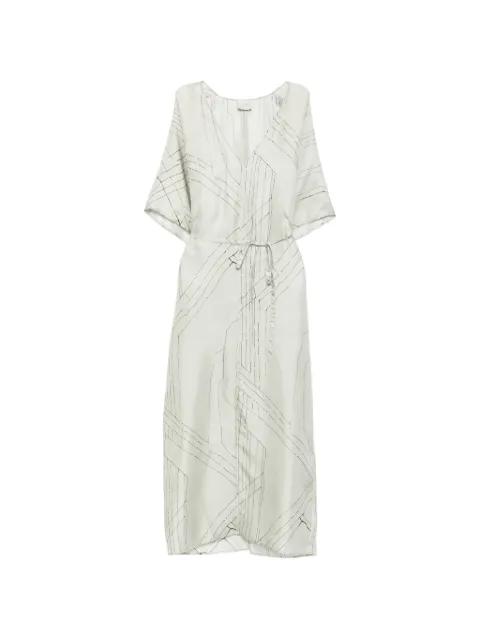 abstract-print tie-waist midi dress by ALYSI