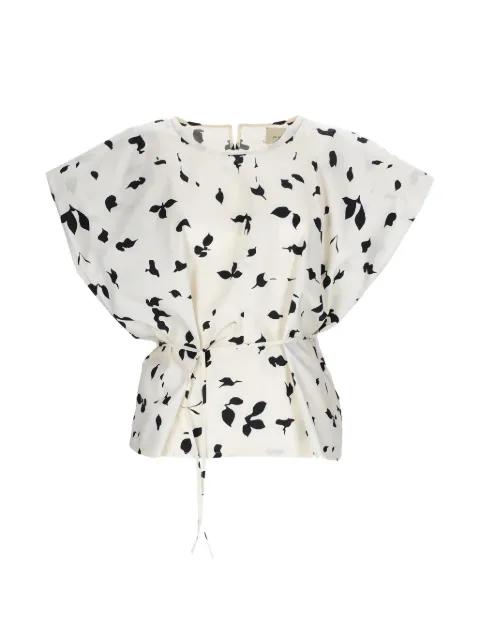 leaf-print tie blouse by ALYSI