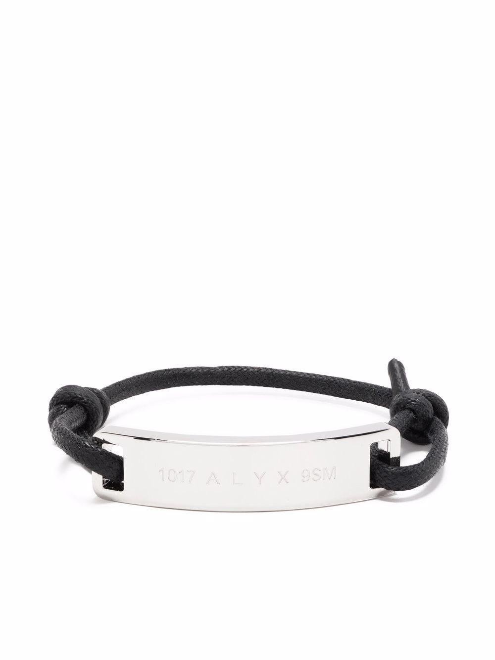 Alyx Men's Logo-Plaque Rope Bracelet (Black/Silver) by ALYX