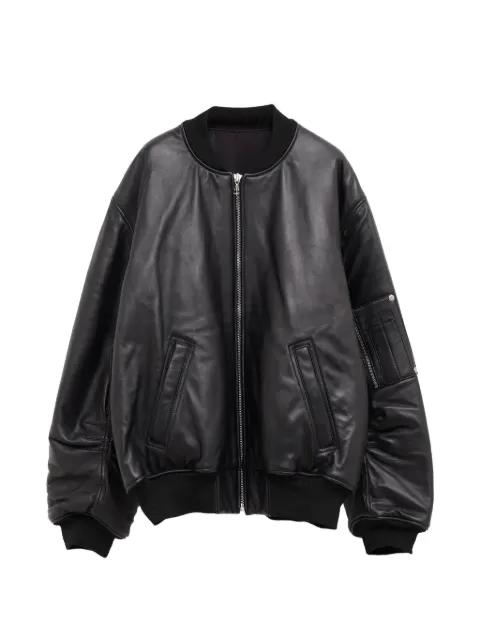 zip-up leather jacket by AMAL GUESSOUS