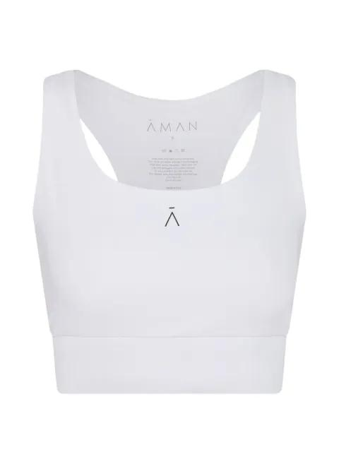 logo-print racerback crop top by AMAN