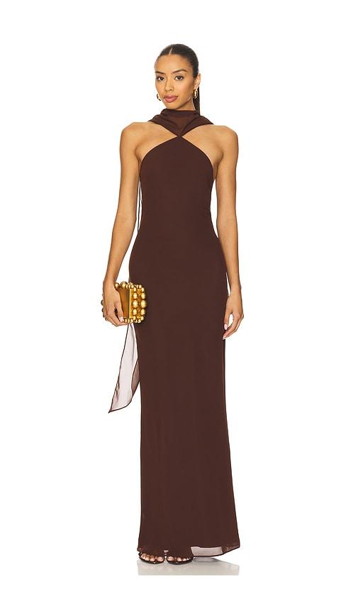 Amanda Uprichard Ashton Maxi Dress in Chocolate by AMANDA UPRICHARD