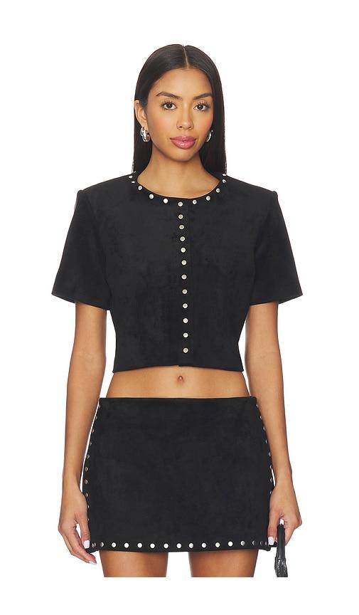 Amanda Uprichard Braswell Suede Top in Black by AMANDA UPRICHARD
