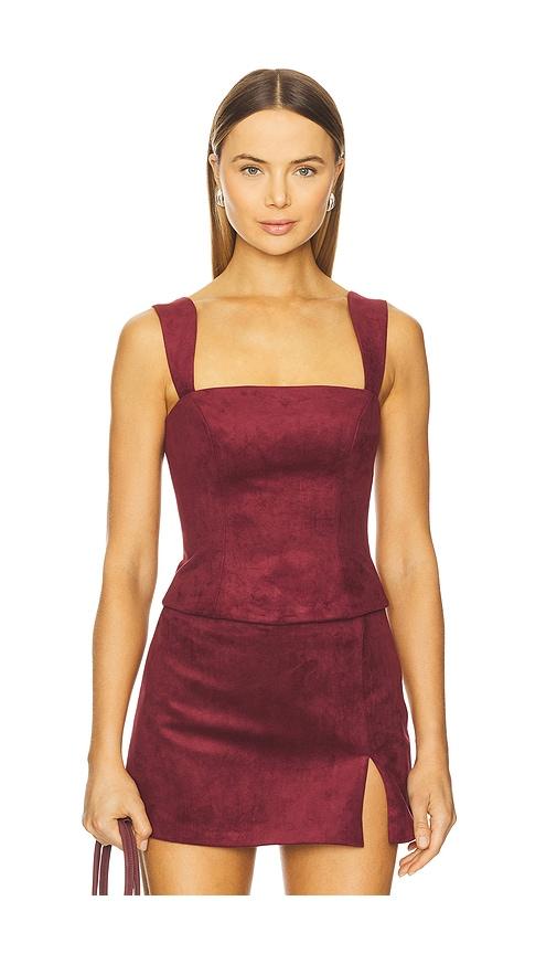 Amanda Uprichard Ceronne Suede Top in Wine by AMANDA UPRICHARD