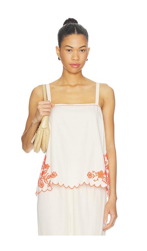 Amanda Uprichard Coraline Top in Cream,Orange by AMANDA UPRICHARD
