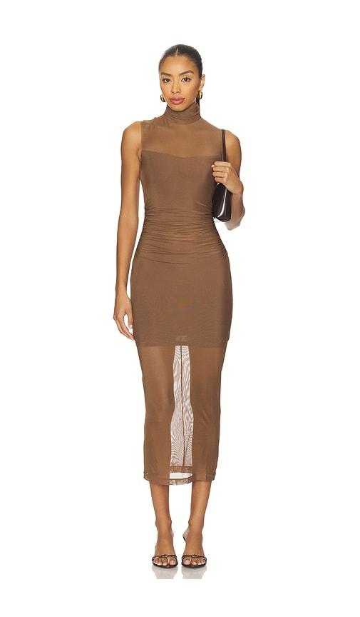 Amanda Uprichard Damira Dress in Brown by AMANDA UPRICHARD