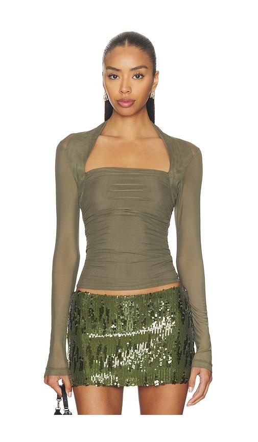 Amanda Uprichard Delilah Top in Olive by AMANDA UPRICHARD
