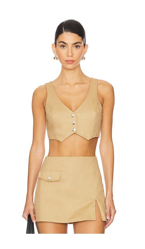Amanda Uprichard Ethan Cropped Vest in Beige by AMANDA UPRICHARD
