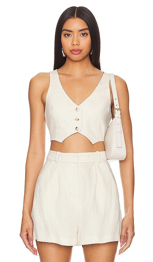 Amanda Uprichard Ethan Cropped Vest in Beige by AMANDA UPRICHARD