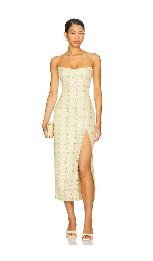 Amanda Uprichard Ivy Midi Dress in Yellow by AMANDA UPRICHARD