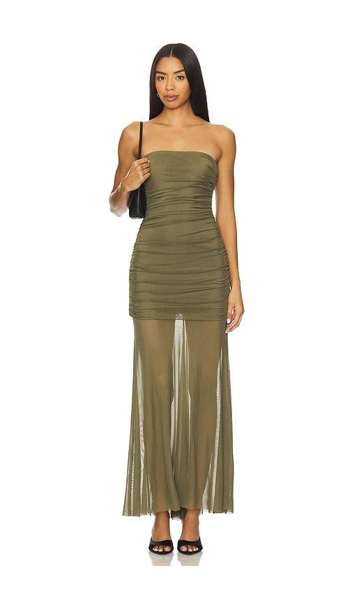 Amanda Uprichard Leo Dress in Olive by AMANDA UPRICHARD