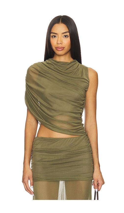 Amanda Uprichard Leo Top in Olive by AMANDA UPRICHARD
