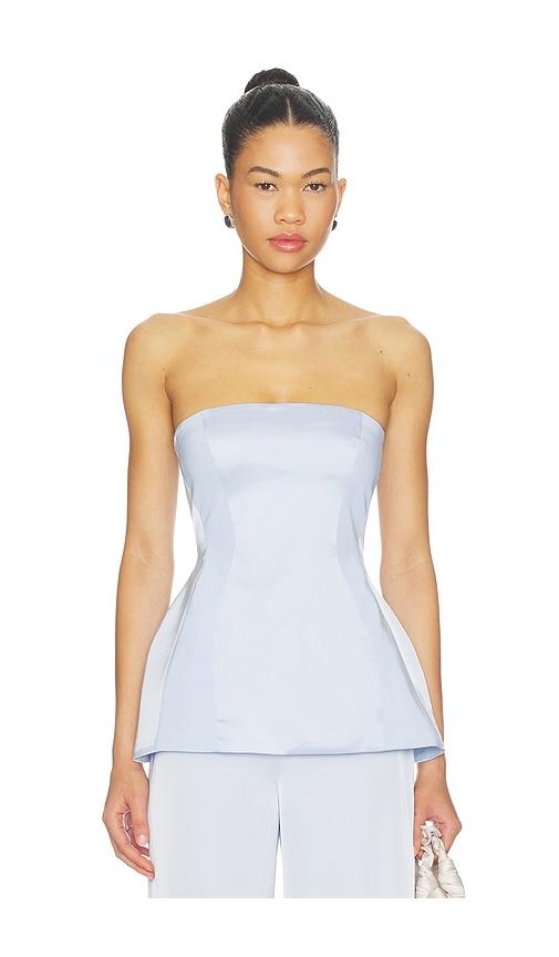 Amanda Uprichard Linda Top in Baby Blue by AMANDA UPRICHARD