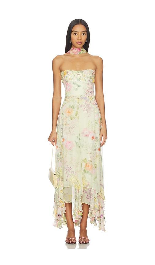Amanda Uprichard Monterey Dress With Scarf in Green by AMANDA UPRICHARD