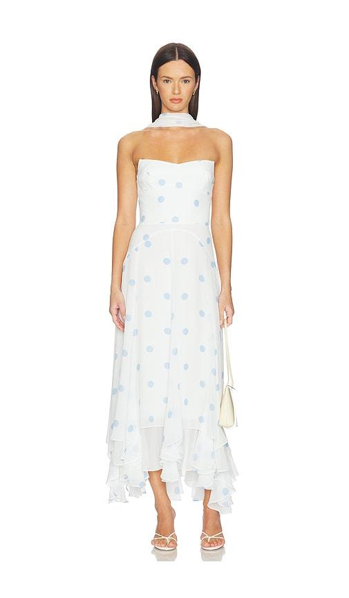 Amanda Uprichard Monterey Dress With Scarf in Ivory,Baby Blue by AMANDA UPRICHARD