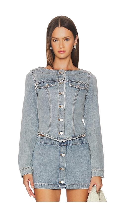 Amanda Uprichard Scorpio Longsleeve Top in Blue by AMANDA UPRICHARD