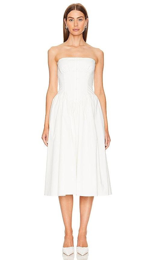 Amanda Uprichard Strapless Holland Dress in White by AMANDA UPRICHARD