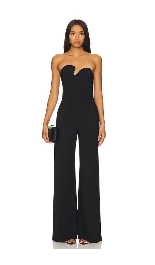 Amanda Uprichard Strapless Puzzle Jumpsuit in Black by AMANDA UPRICHARD