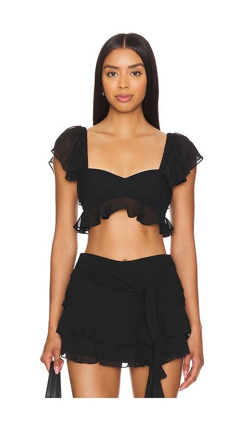 Amanda Uprichard X Revolve Aliyah Crop Top in Black by AMANDA UPRICHARD