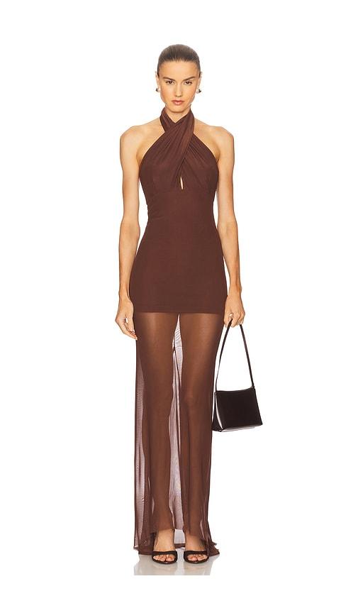 Amanda Uprichard x REVOLVE Alaina Gown in Brown by AMANDA UPRICHARD