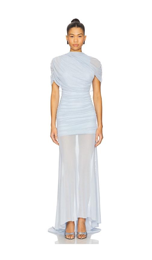 Amanda Uprichard x REVOLVE Evianna Mesh Gown in Baby Blue by AMANDA UPRICHARD