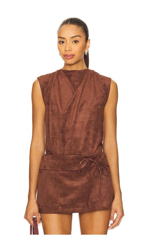 Amanda Uprichard x REVOLVE Freya Suede Top in Chocolate by AMANDA UPRICHARD