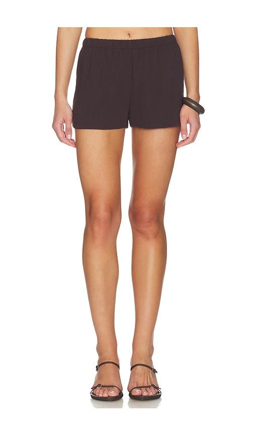 Amanda Uprichard x REVOLVE Mariko Shorts in Chocolate by AMANDA UPRICHARD