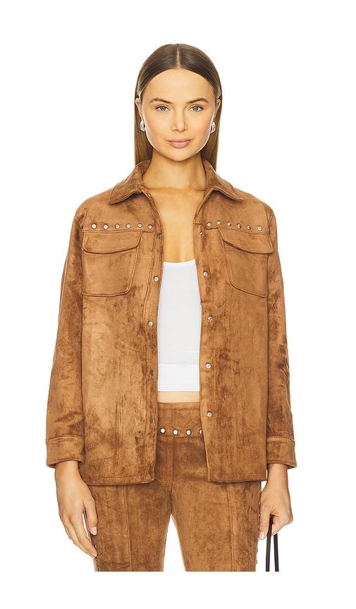 Amanda Uprichard x REVOLVE Nirvana Suede Jacket in Tan by AMANDA UPRICHARD