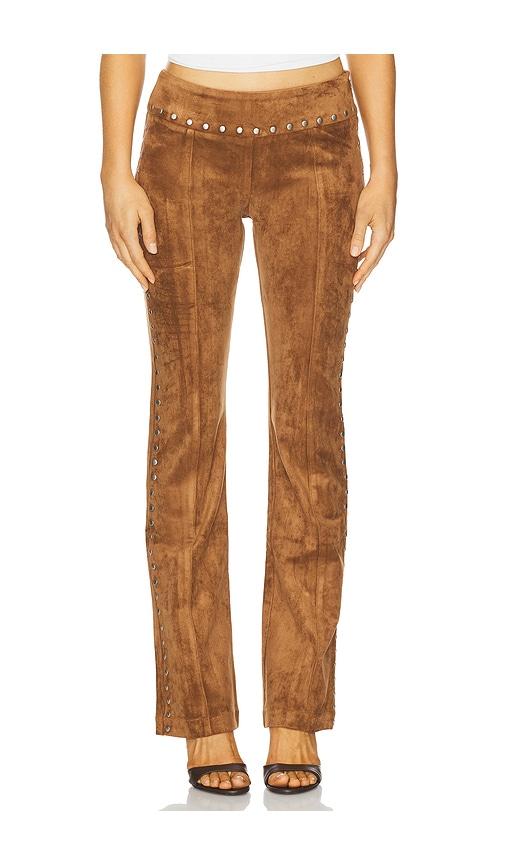 Amanda Uprichard x REVOLVE Regency Suede Pants in Brown by AMANDA UPRICHARD