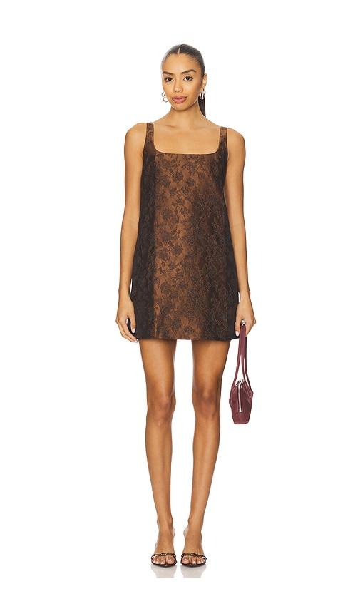 Amanda Uprichard x REVOLVE Rinaldi Mini Dress in Chocolate by AMANDA UPRICHARD