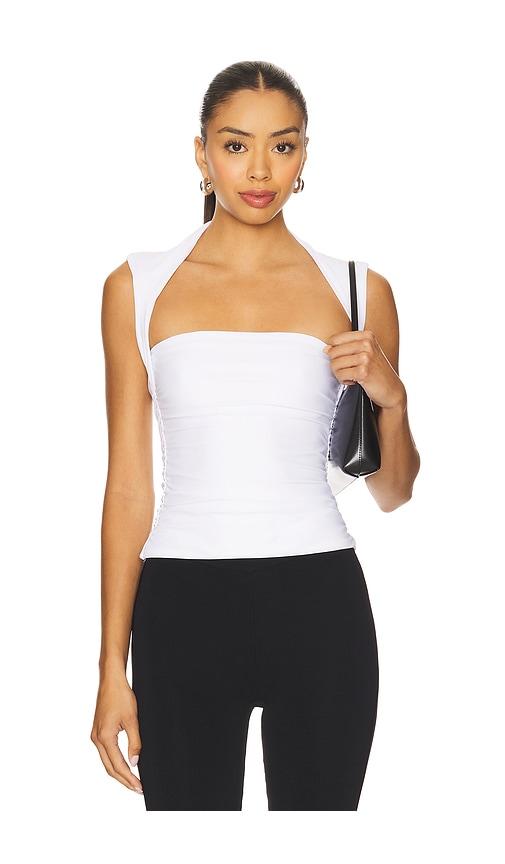 Amanda Uprichard x REVOLVE Short Sleeve Momo Top in Ivory by AMANDA UPRICHARD