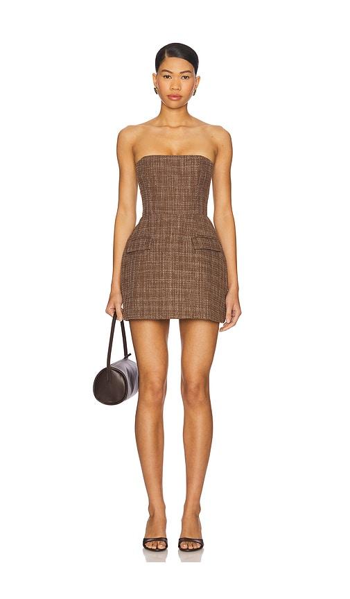 Amanda Uprichard x REVOLVE Strapless Bethany Romper in Chocolate by AMANDA UPRICHARD