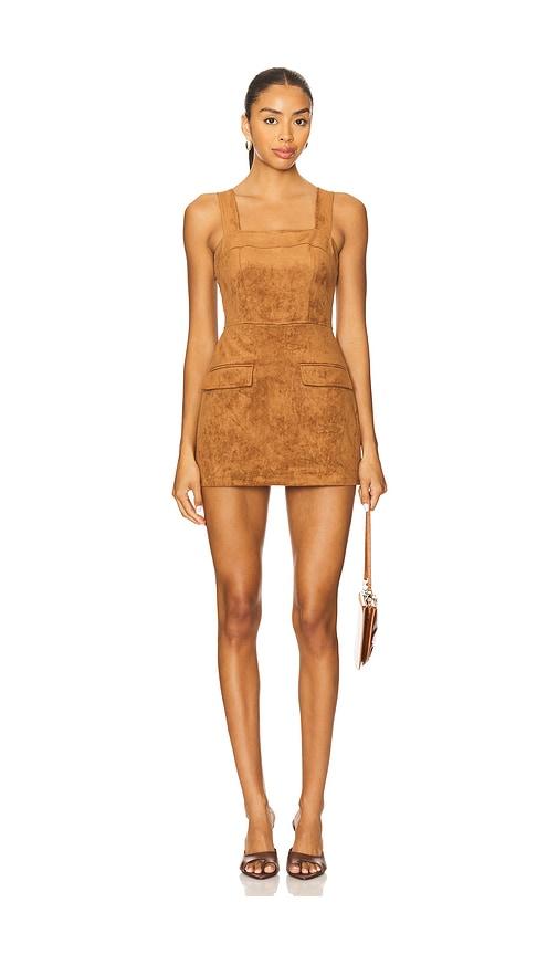 Amanda Uprichard x REVOLVE Yorke Skort Suede Romper in Tan by AMANDA UPRICHARD