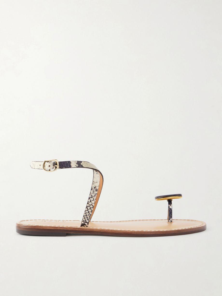 The Kigali embellished snake-effect leather flats by AMANU