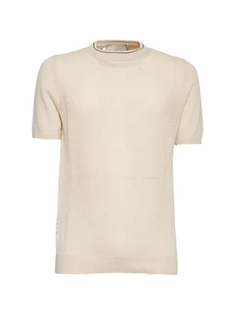 round-neck openwork T-shirt by AMARANTO