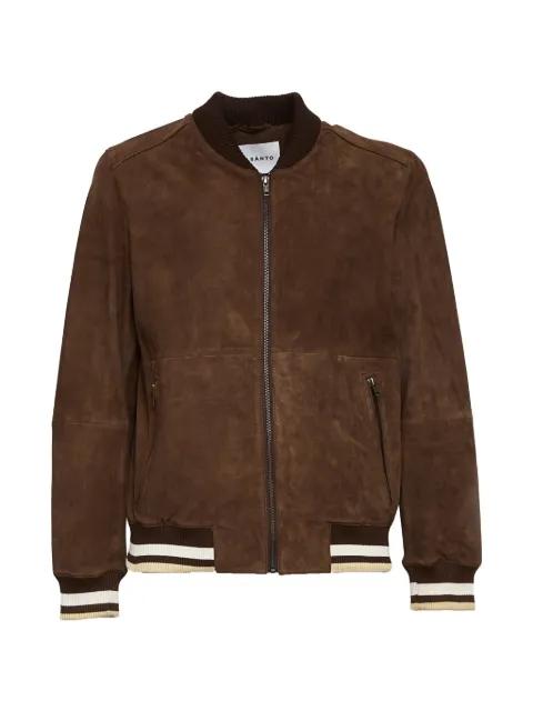 suede striped-trim jacket by AMARANTO