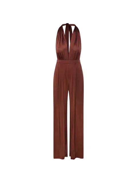 Lennox halterneck plunging jumpsuit by AMAZUIN
