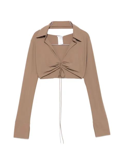 Lynn cropped tie-fastening top by AMAZUIN
