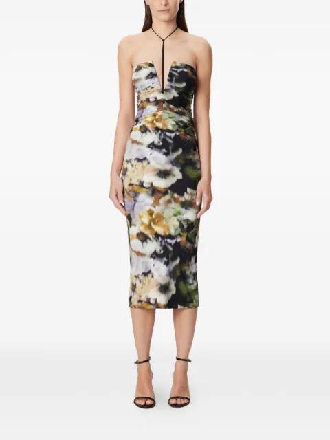 Natalie tie floral midi dress by AMAZUIN
