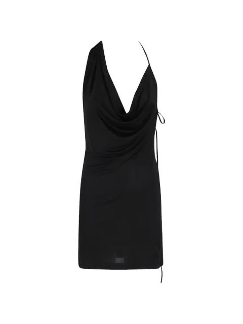 RAVI draped cowl-neck mini dress by AMAZUIN