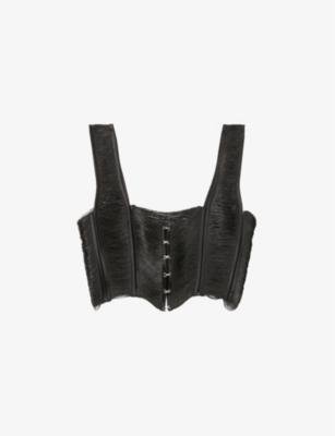 Hook-eye corset woven top by AMBER W. SMITH