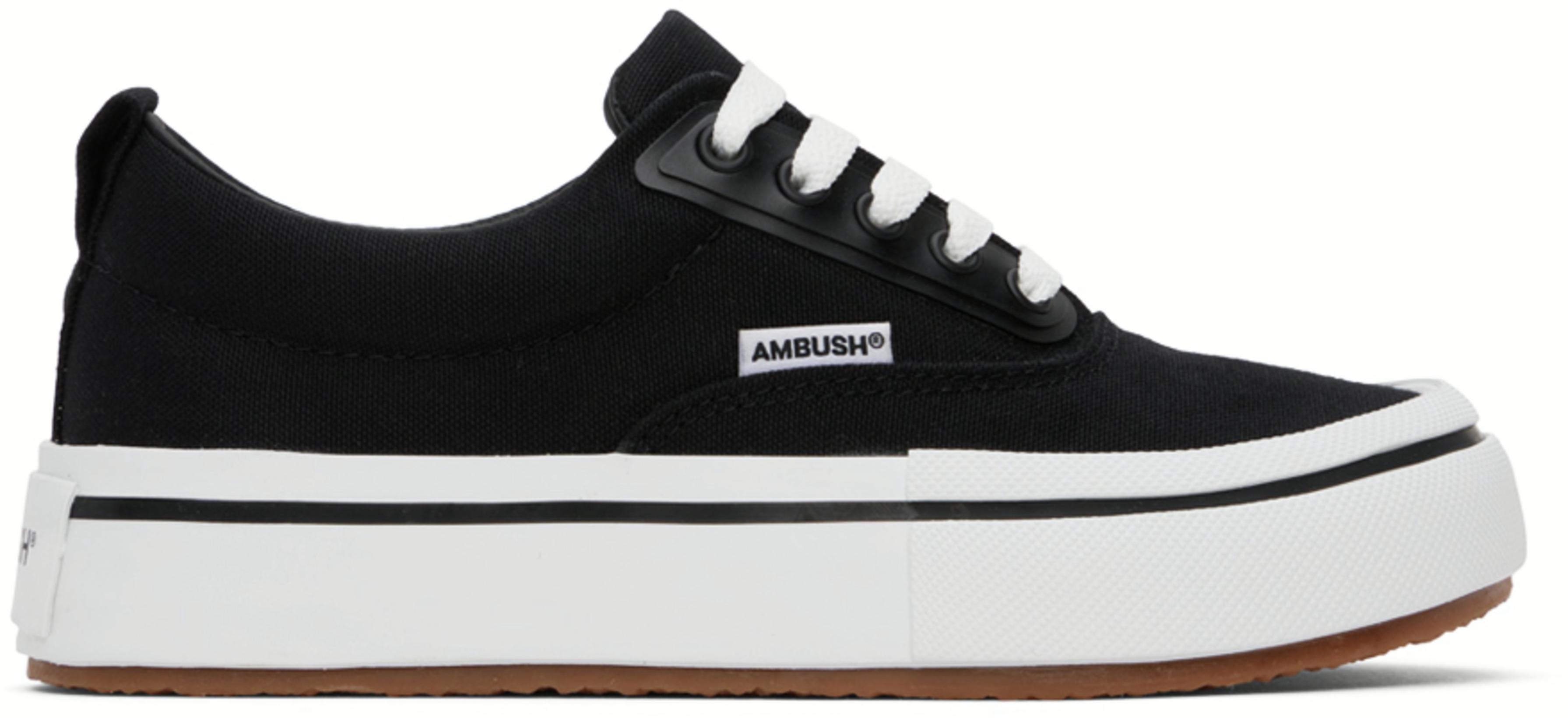 Black Vulcanized Lace Up Sneakers by AMBUSH